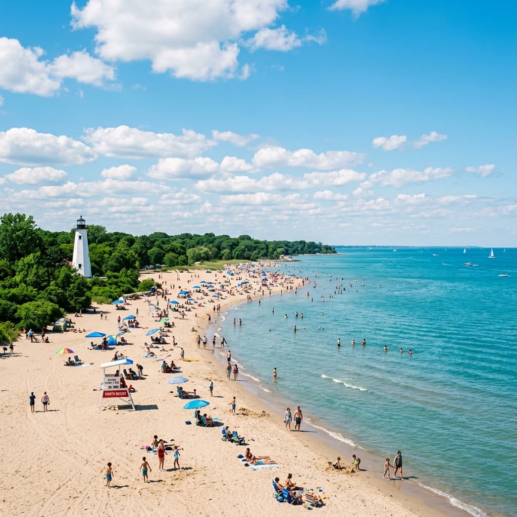 North Beach on Lake Michigan in Racine, Wisconsin